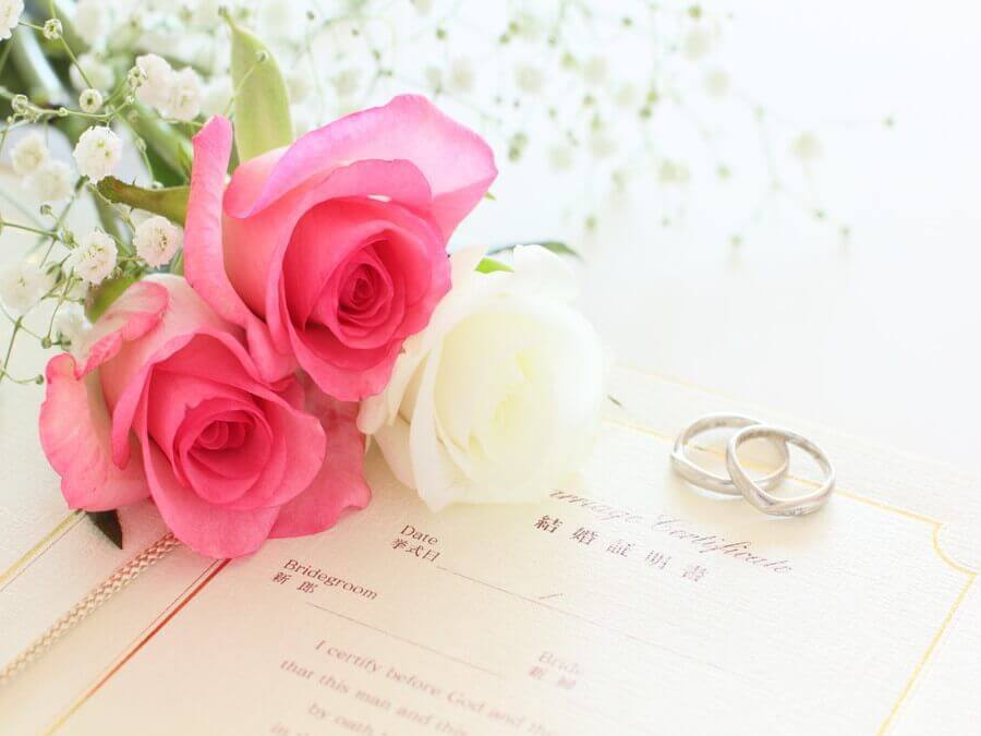 結婚証明書と指輪